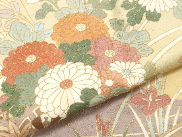 平和屋着物●訪問着 屏風草花文 暈し染め 金彩 正絹 逸品 CAAV6409vf