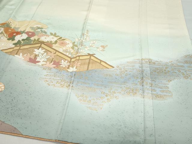 平和屋着物●訪問着 屏風草花文 暈し染め 金彩 正絹 逸品 CAAV6409vf