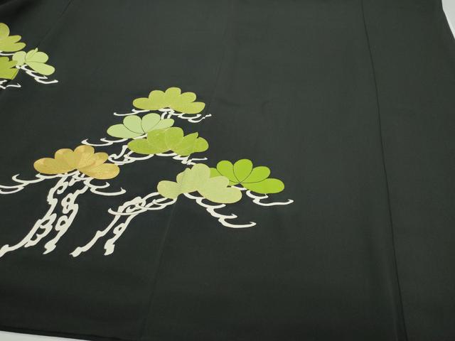 平和屋着物●極上　銀座　志ま亀　黒留袖　絞り　刺繍　絵巻松花文　金彩　たとう紙付き　正絹　逸品　CAAV6425vf
