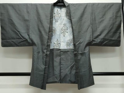 平和屋着物●男性 紬 アンサンブル 100亀甲 正絹 逸品 未使用 CAAV6427vf
