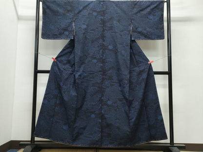 平和屋着物●結城紬　籬草花文　正絹　逸品　CAAV6437vf