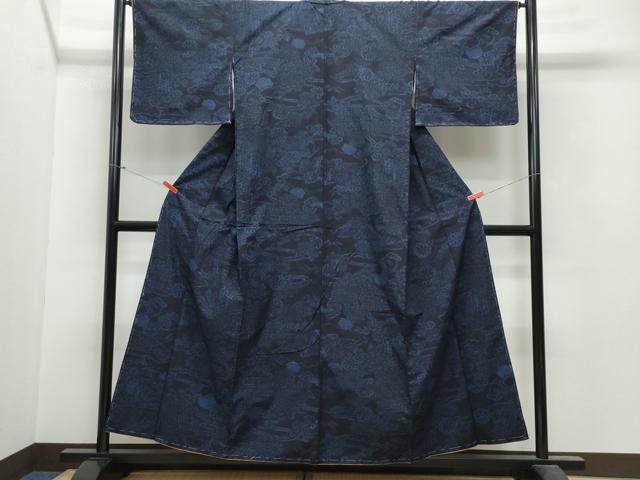 平和屋着物●結城紬　籬草花文　正絹　逸品　CAAV6437vf