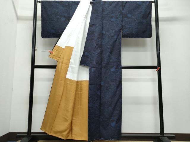 平和屋着物●結城紬　籬草花文　正絹　逸品　CAAV6437vf