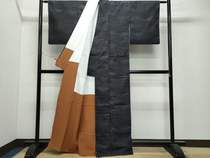 平和屋着物●本場結城紬　重要無形文化財　100亀甲　雲取り吉祥文　阪急百貨店扱い　証紙付き　正絹　逸品　未使用　CAAV6441vf