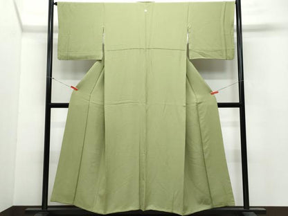 平和屋着物●上質な色無地 黄海松茶色 正絹 逸品 CAAV6459vf