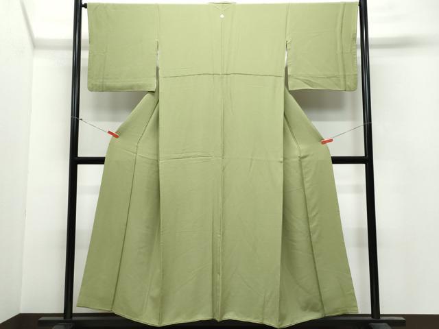平和屋着物●上質な色無地 黄海松茶色 正絹 逸品 CAAV6459vf