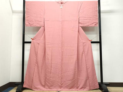 平和屋着物●上質な色無地　甚三紅色　正絹　逸品　未使用　CAAV6460vf