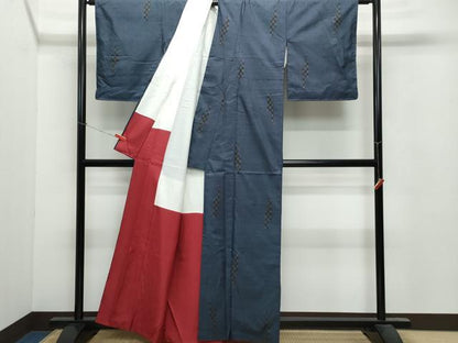 平和屋着物●本場大島紬　7マルキ　七宝文　正絹　逸品　CAAV6465vf