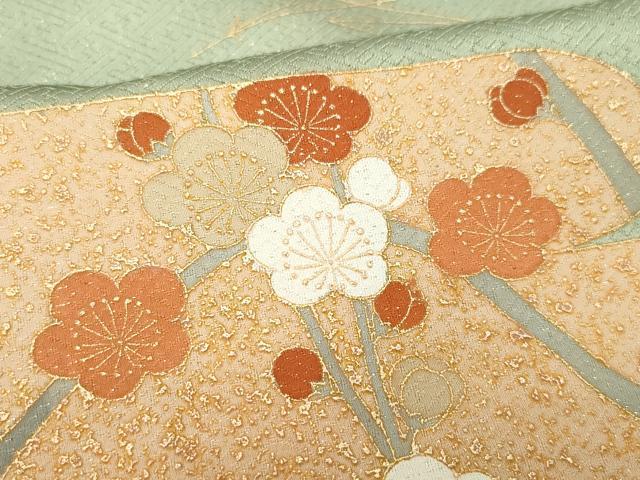 平和屋着物●訪問着 駒刺繍 エ霞草花文 暈し染め 金通し地 正絹 逸品 CAAV6486vf