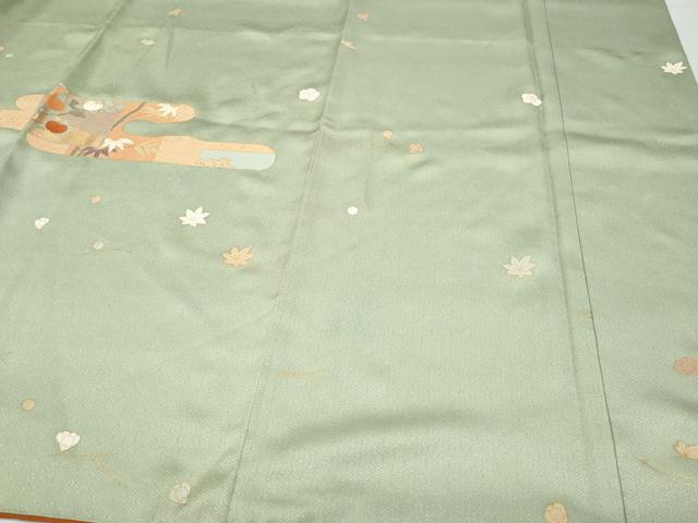 平和屋着物●訪問着 駒刺繍 エ霞草花文 暈し染め 金通し地 正絹 逸品 CAAV6486vf