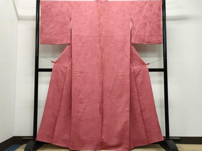 平和屋着物●上質な色無地 枝葉地紋 今様色 正絹 逸品 CAAV6488vf