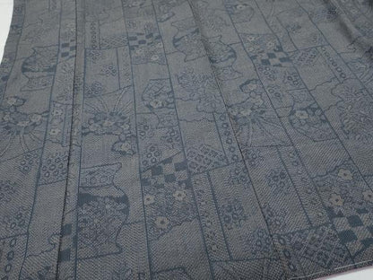 平和屋着物●上質な紬 陶器草花文 正絹 逸品 未使用 CAAV6498vf