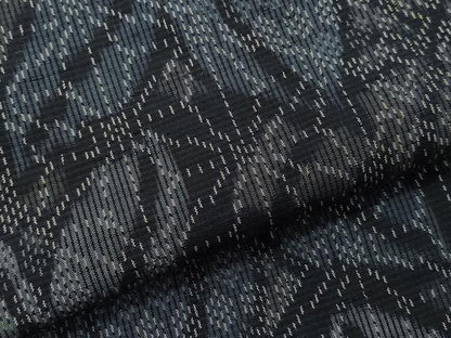 平和屋着物●上質な紬 切嵌亀甲麻の葉文 正絹 逸品 未使用 CAAV6508vf