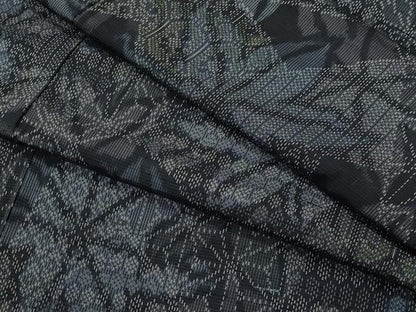 平和屋着物●上質な紬 切嵌亀甲麻の葉文 正絹 逸品 未使用 CAAV6508vf