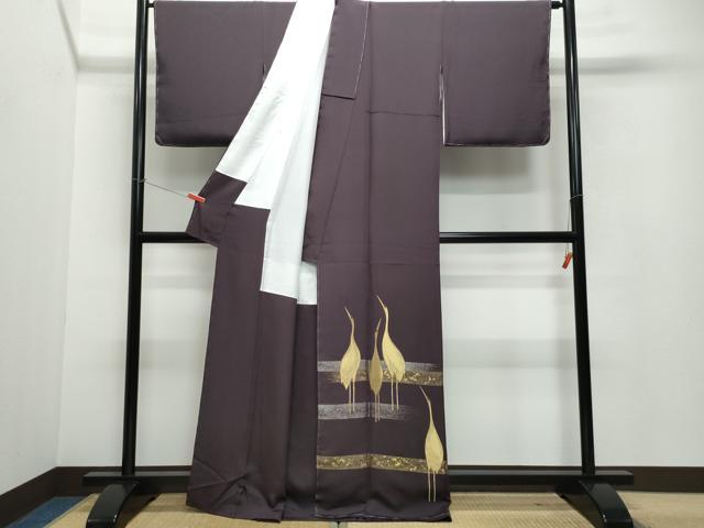 平和屋着物●色留訪問着 赤塚次男 本場奄美大島泥染 寿光織 光琳吉祥鶴 縫史宝織 金彩 証紙付き 正絹 逸品 未使用 CAAV6524vf