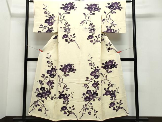 平和屋着物●訪問着 椿 鬼しぼ縮緬 大丸扱い 正絹 逸品 CAAV6540vf