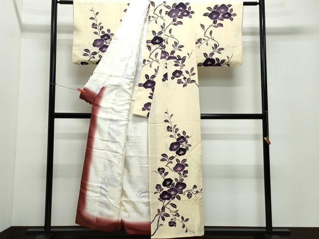平和屋着物●訪問着 椿 鬼しぼ縮緬 大丸扱い 正絹 逸品 CAAV6540vf
