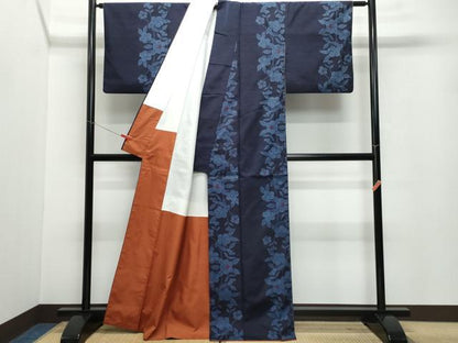 平和屋着物●上質な紬 枝花文 正絹 逸品 CAAV6556vf