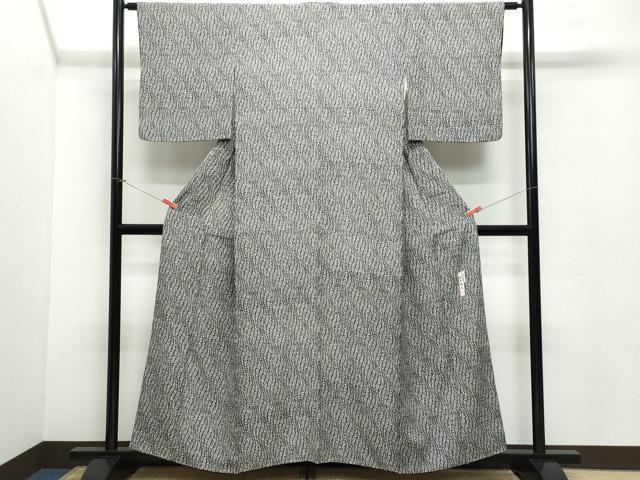 平和屋着物●上質な小紋　田島輝久　よろけ縞　黒地　正絹　逸品　CAAV6566vf