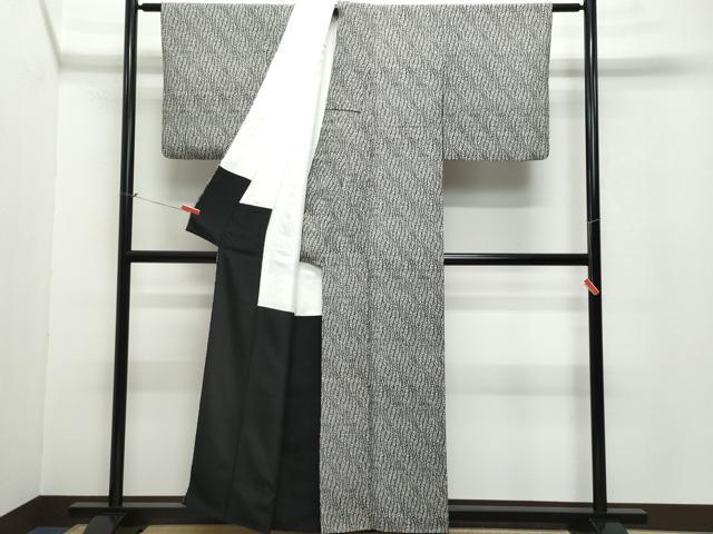 平和屋着物●上質な小紋　田島輝久　よろけ縞　黒地　正絹　逸品　CAAV6566vf