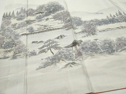 平和屋着物●訪問着 本場染大島紬 作家物 風景草木文 正絹 逸品 CAAV6575vf