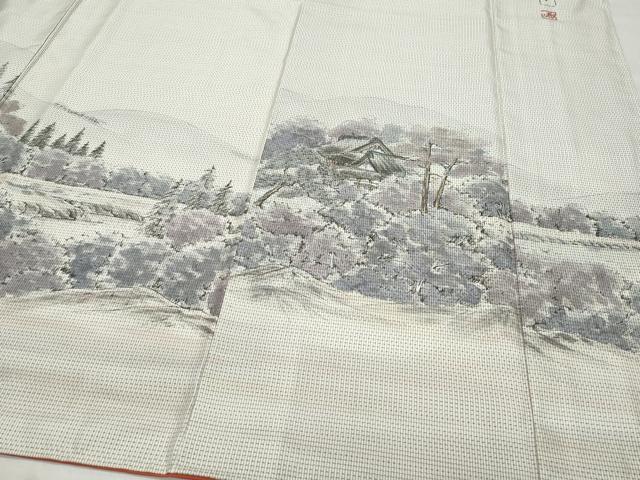 平和屋着物●訪問着 本場染大島紬 作家物 風景草木文 正絹 逸品 CAAV6575vf