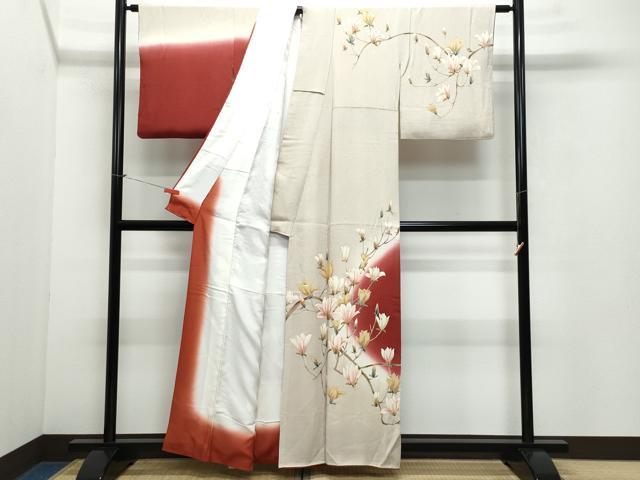 平和屋着物●訪問着　枝花文　金彩　鬼しぼ縮緬　正絹　逸品　CAAV6611vf