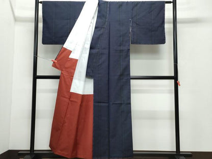 平和屋着物●上質な紬 間道 正絹 逸品 未使用 CAAV6625vf