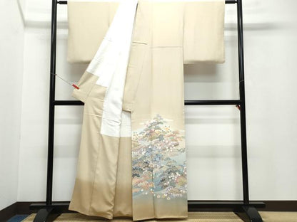 平和屋着物●十日町友禅作家 岡村蒼風 色留袖 風景草木文 正絹 逸品 CAAV6636vf