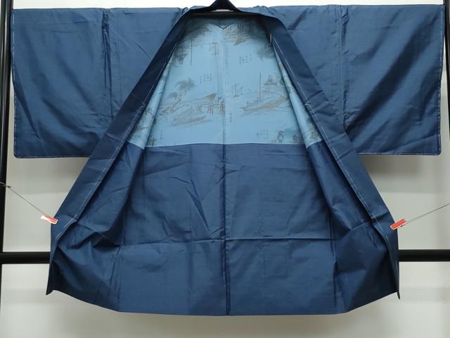 平和屋着物●男性　本場大島紬　アンサンブル　幾何学文様　正絹　逸品　CAAV6641vf