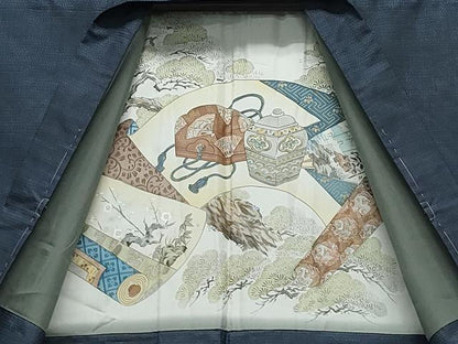 平和屋着物●男性　本場大島紬　アンサンブル　100亀甲　総詰め　正絹　逸品　CAAV6644vf