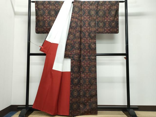 平和屋着物●本場大島紬 7マルキ 吉祥花文 正絹 逸品 CAAV6650vf
