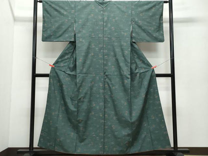 平和屋着物●上質な紬 草花文 正絹 逸品 CAAV6670vf