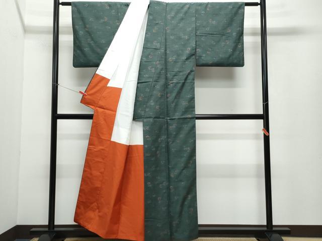 平和屋着物●上質な紬 草花文 正絹 逸品 CAAV6670vf