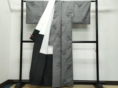 平和屋着物●本場大島紬　9マルキ　船草花文　正絹　逸品　CAAV6679vf