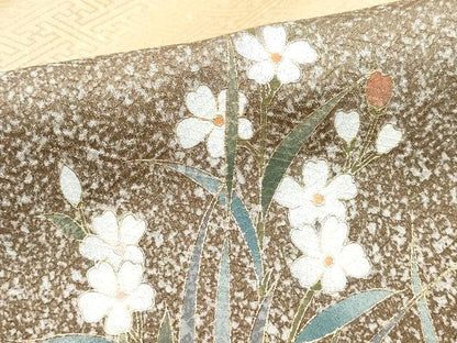平和屋着物●訪問着　草花文　たたき染め　金彩　正絹　逸品　CAAV6690vf