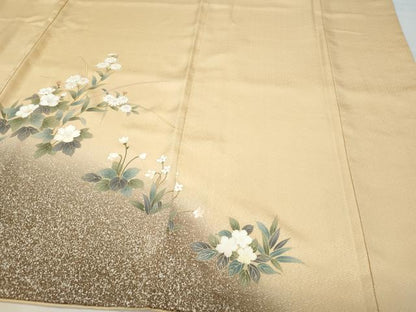 平和屋着物●訪問着　草花文　たたき染め　金彩　正絹　逸品　CAAV6690vf