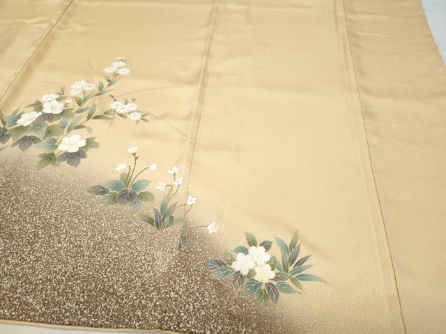 平和屋着物●訪問着　草花文　たたき染め　金彩　正絹　逸品　CAAV6690vf
