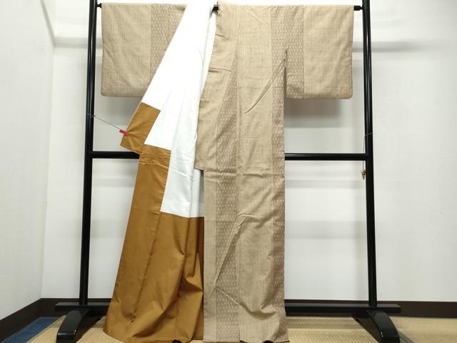 平和屋着物●上質な紬 網代織 霞文 正絹 逸品 CAAV6699vf