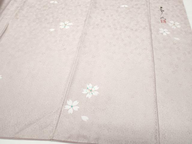 平和屋着物●友禅作家の巨匠　浅井青仁　訪問着　舞桜　金彩　正絹　逸品　CAAV6701vf