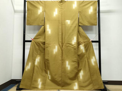 平和屋着物●上質な紬 吉祥文 桑染色地 さが美扱い 正絹 逸品 CAAV6708vf