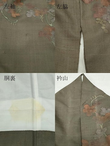 平和屋着物●訪問着 紬地 刺繍 葡萄唐草文 正絹 逸品 CAAV6744vf