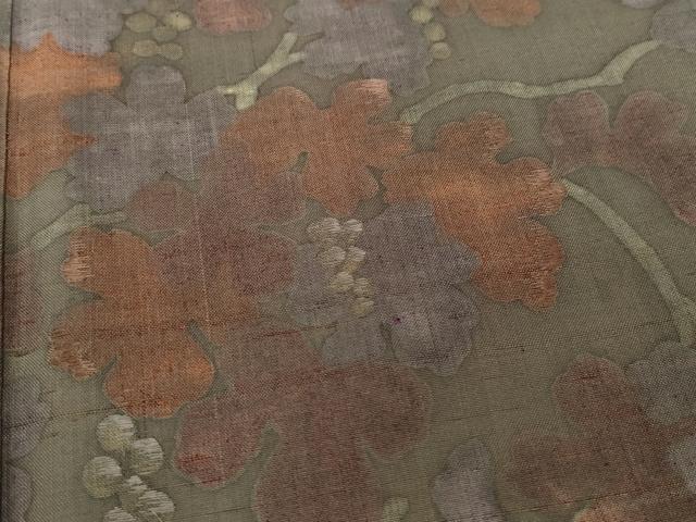 平和屋着物●訪問着 紬地 刺繍 葡萄唐草文 正絹 逸品 CAAV6744vf