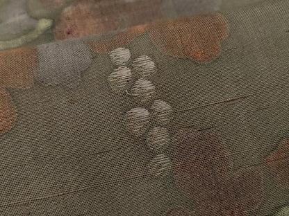 平和屋着物●訪問着 紬地 刺繍 葡萄唐草文 正絹 逸品 CAAV6744vf