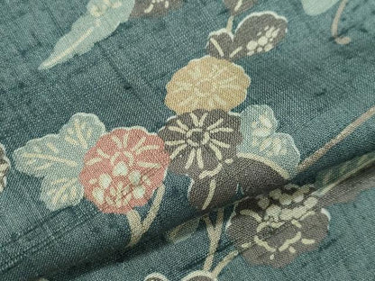 平和屋着物●上質な小紋　生紬　型染め　立波枝花文　正絹　逸品　CAAV6745vf