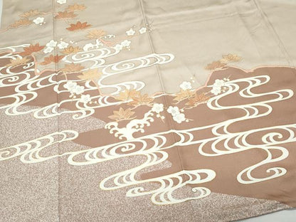 平和屋着物●訪問着 駒刺繍 流水枝葉文 金彩 伊と香 反端付き 正絹 逸品 CAAV6767vf