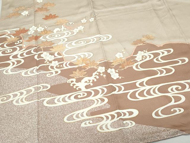 平和屋着物●訪問着 駒刺繍 流水枝葉文 金彩 伊と香 反端付き 正絹 逸品 CAAV6767vf