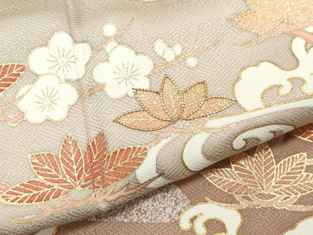 平和屋着物●訪問着 駒刺繍 流水枝葉文 金彩 伊と香 反端付き 正絹 逸品 CAAV6767vf