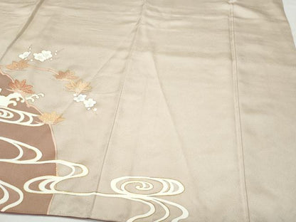 平和屋着物●訪問着 駒刺繍 流水枝葉文 金彩 伊と香 反端付き 正絹 逸品 CAAV6767vf
