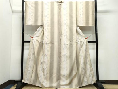 平和屋着物●結城紬　奥順　はたおり娘　100亀甲　枝桜文　さが美扱い　正絹　逸品　CAAV6768vf